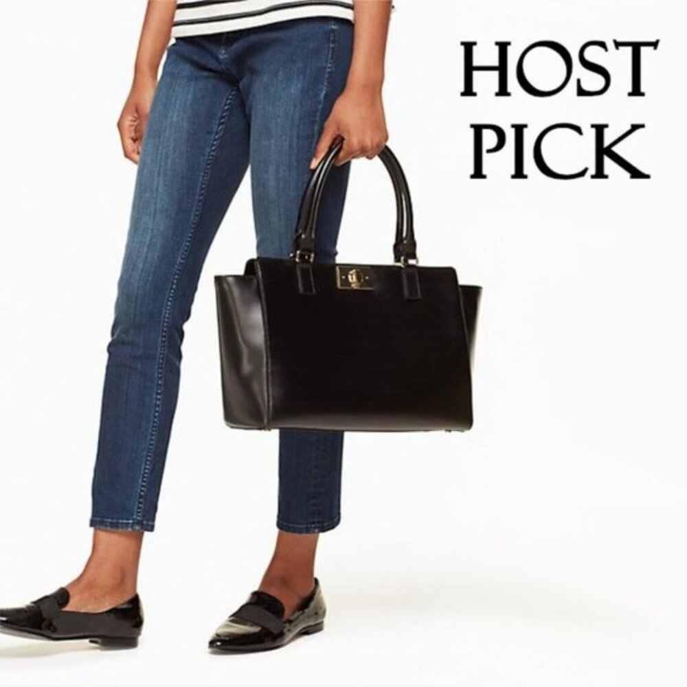NWT Kate Spade black leather tote handbag